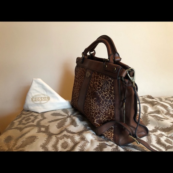 FOSSIL VINTAGE REVIVAL SATCHEL GIRAFFE PRINT π - Picture 14 of 16